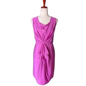 3.1 Phillip Lim Magenta Pink Silk Twisted Knot Draped Cowl Neck Dress Size 6